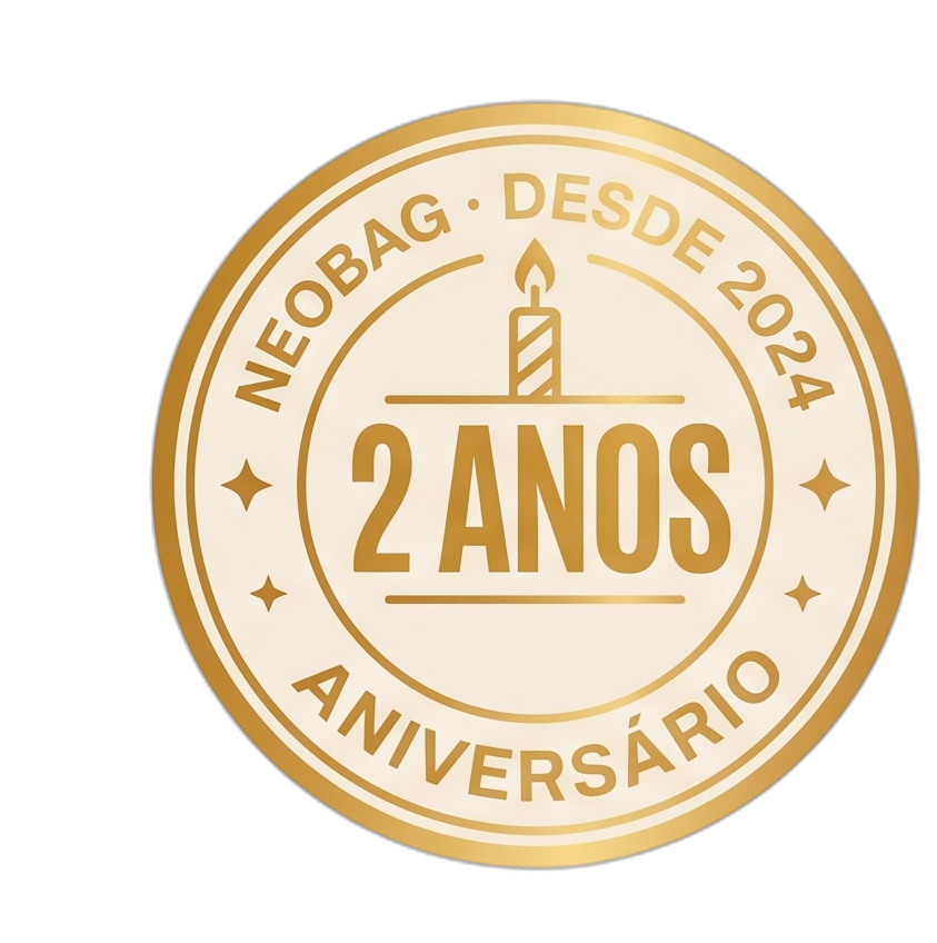 Selo 2 anos Neobag · aniversário